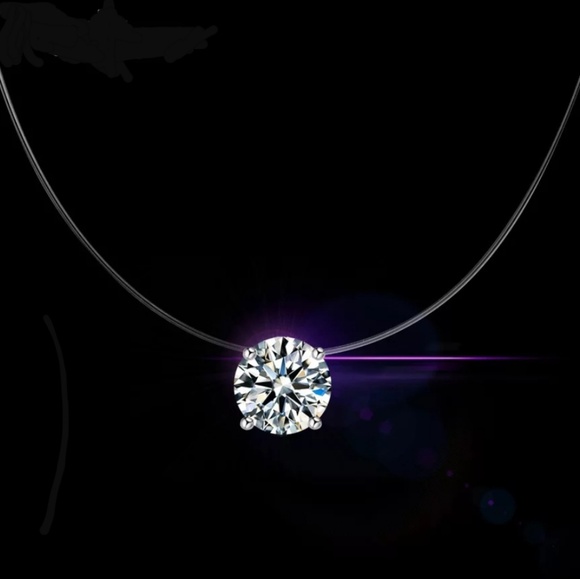 .925 sterling silver adjustable Pendant necklace Jewelry - 925 Sterling Silver CZ Invisible Pendant Necklace